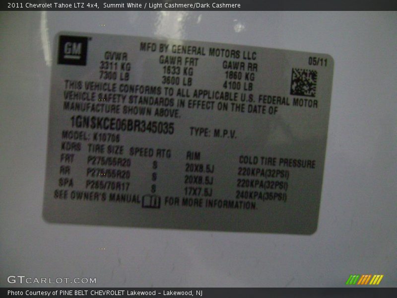 Summit White / Light Cashmere/Dark Cashmere 2011 Chevrolet Tahoe LTZ 4x4