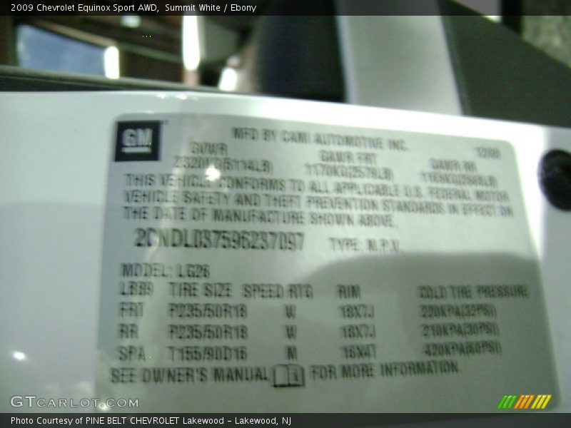 Summit White / Ebony 2009 Chevrolet Equinox Sport AWD