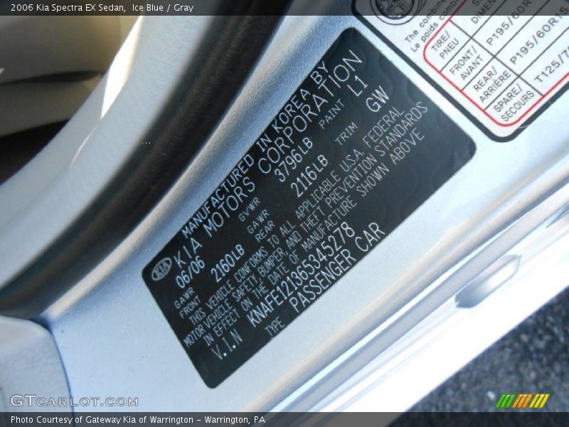 Ice Blue / Gray 2006 Kia Spectra EX Sedan