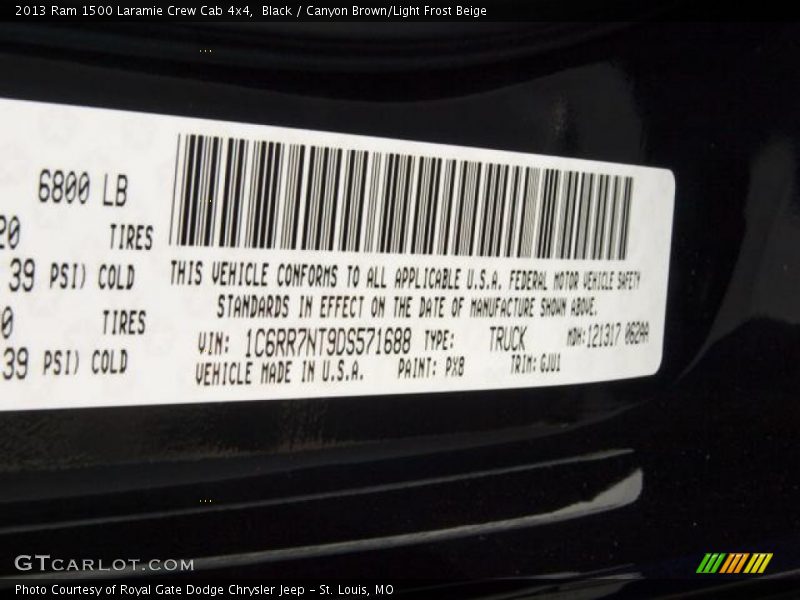 Black / Canyon Brown/Light Frost Beige 2013 Ram 1500 Laramie Crew Cab 4x4