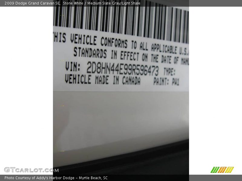 Stone White / Medium Slate Gray/Light Shale 2009 Dodge Grand Caravan SE