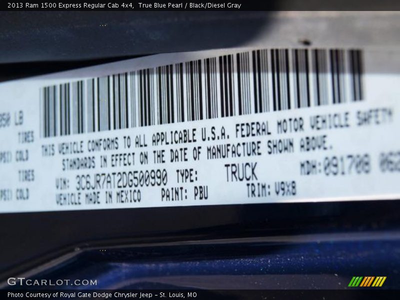 True Blue Pearl / Black/Diesel Gray 2013 Ram 1500 Express Regular Cab 4x4