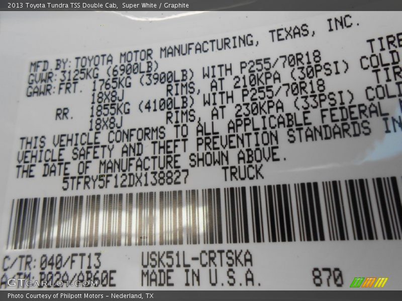 Super White / Graphite 2013 Toyota Tundra TSS Double Cab