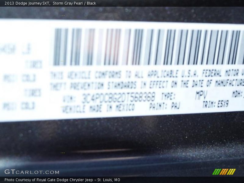 Storm Gray Pearl / Black 2013 Dodge Journey SXT