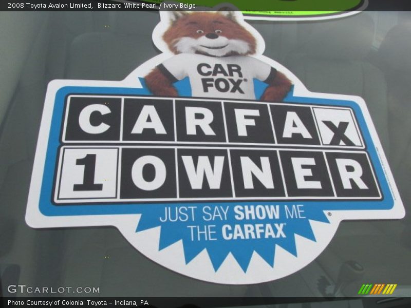 Blizzard White Pearl / Ivory Beige 2008 Toyota Avalon Limited