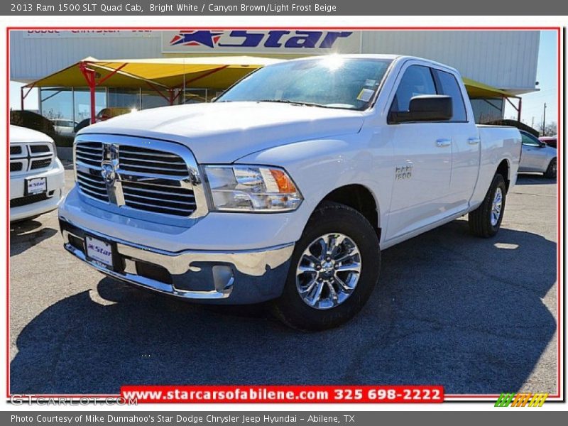 Bright White / Canyon Brown/Light Frost Beige 2013 Ram 1500 SLT Quad Cab