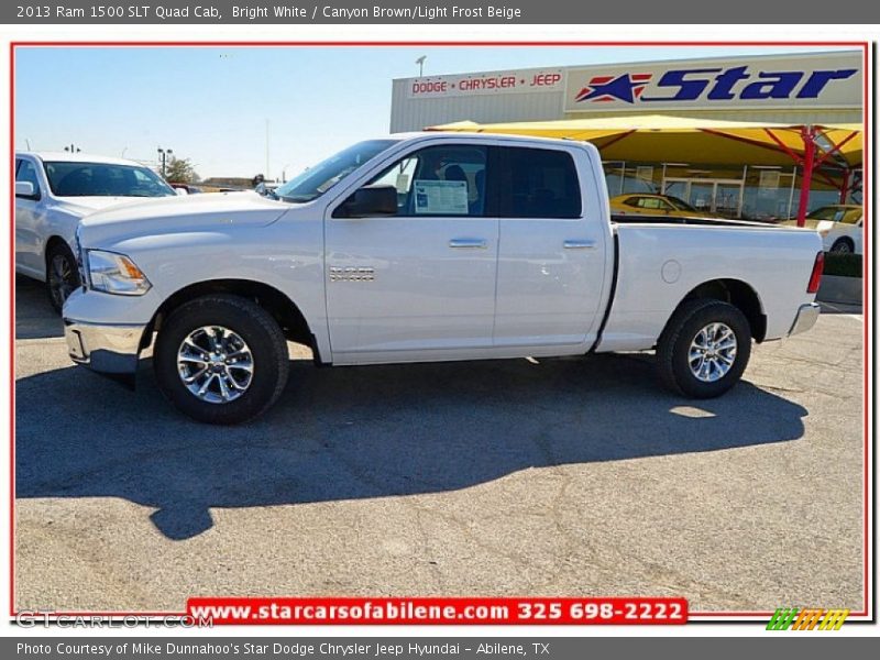 Bright White / Canyon Brown/Light Frost Beige 2013 Ram 1500 SLT Quad Cab