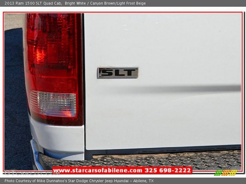 Bright White / Canyon Brown/Light Frost Beige 2013 Ram 1500 SLT Quad Cab