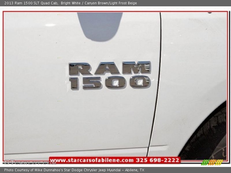 Bright White / Canyon Brown/Light Frost Beige 2013 Ram 1500 SLT Quad Cab