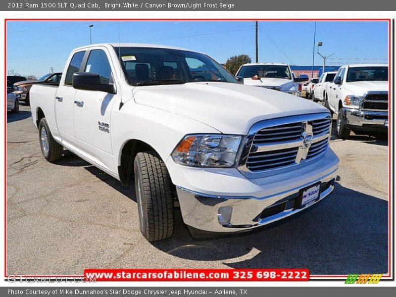 Bright White / Canyon Brown/Light Frost Beige 2013 Ram 1500 SLT Quad Cab