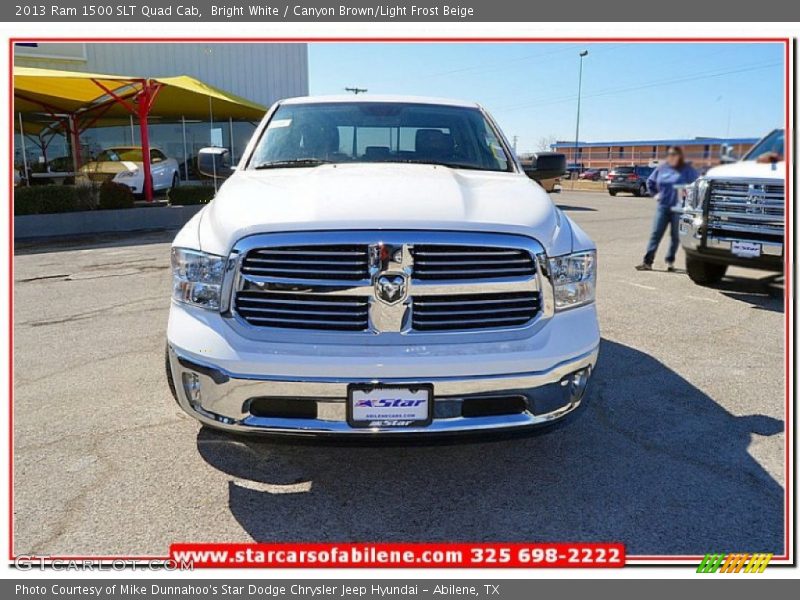 Bright White / Canyon Brown/Light Frost Beige 2013 Ram 1500 SLT Quad Cab