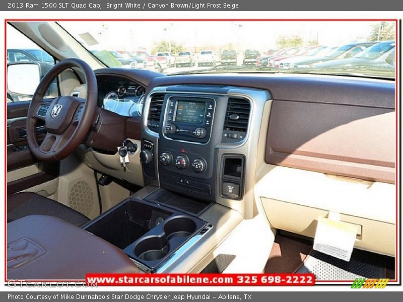 Bright White / Canyon Brown/Light Frost Beige 2013 Ram 1500 SLT Quad Cab