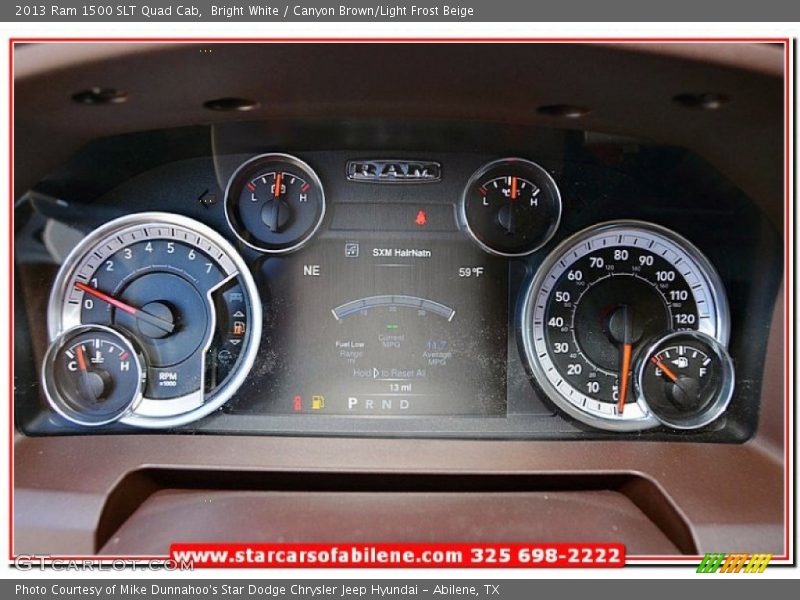 Bright White / Canyon Brown/Light Frost Beige 2013 Ram 1500 SLT Quad Cab