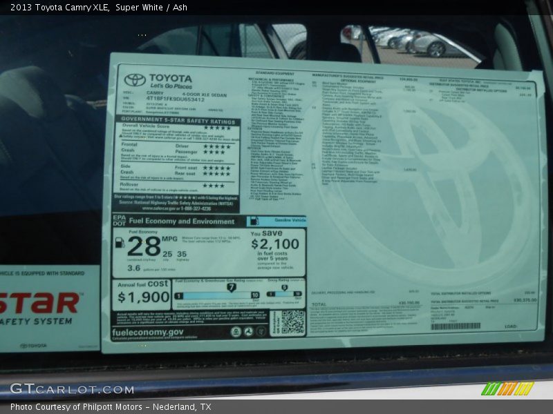 Super White / Ash 2013 Toyota Camry XLE