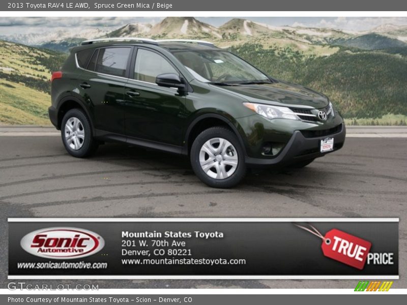 Spruce Green Mica / Beige 2013 Toyota RAV4 LE AWD