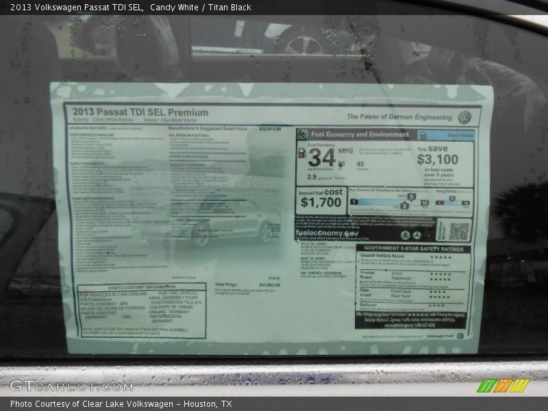 Candy White / Titan Black 2013 Volkswagen Passat TDI SEL
