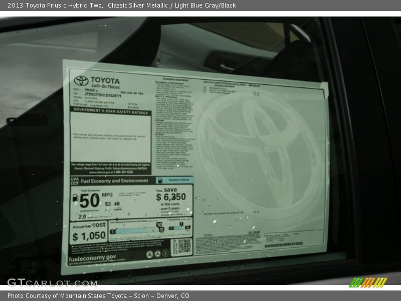  2013 Prius c Hybrid Two Window Sticker