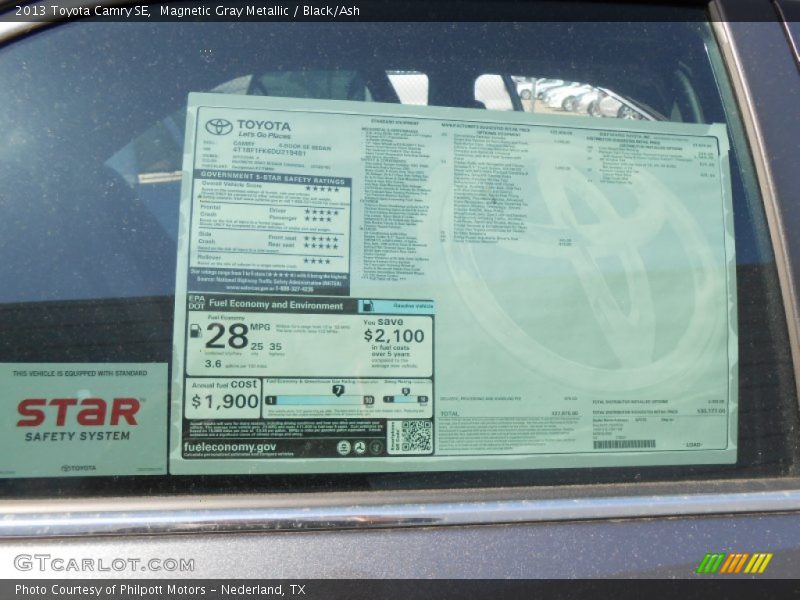 Magnetic Gray Metallic / Black/Ash 2013 Toyota Camry SE