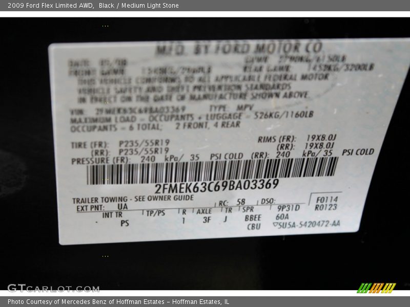 Black / Medium Light Stone 2009 Ford Flex Limited AWD