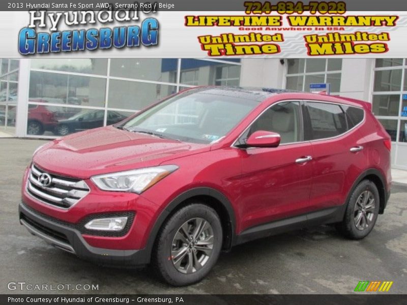 Serrano Red / Beige 2013 Hyundai Santa Fe Sport AWD