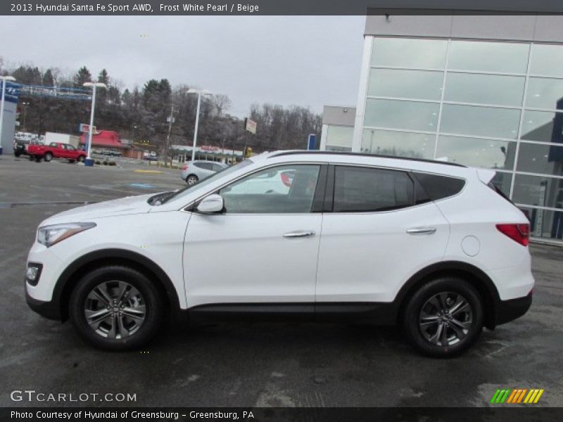 Frost White Pearl / Beige 2013 Hyundai Santa Fe Sport AWD