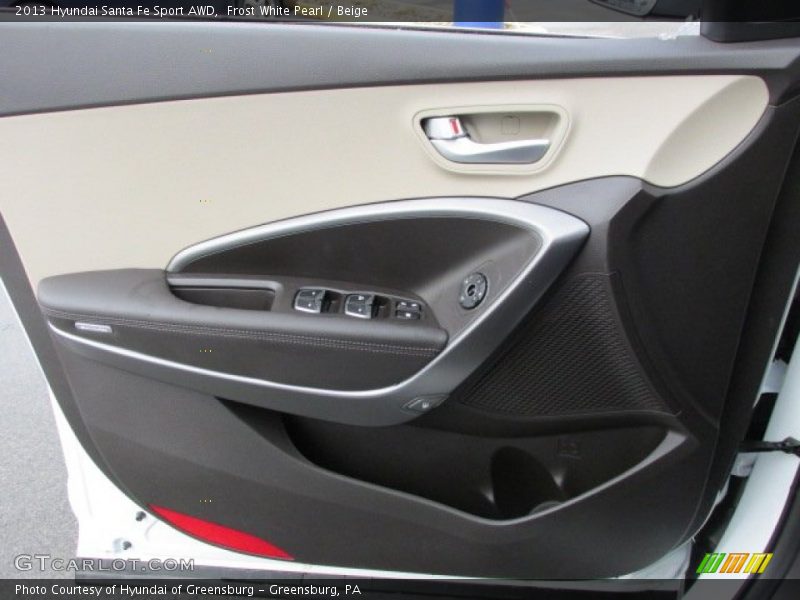 Frost White Pearl / Beige 2013 Hyundai Santa Fe Sport AWD
