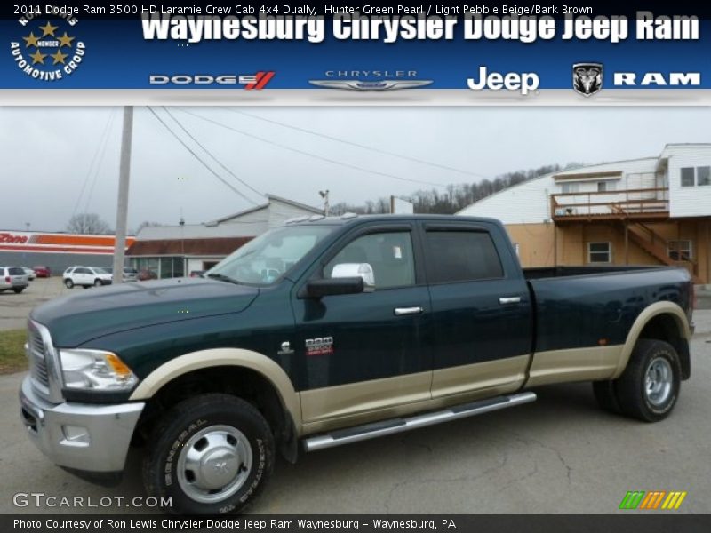 Hunter Green Pearl / Light Pebble Beige/Bark Brown 2011 Dodge Ram 3500 HD Laramie Crew Cab 4x4 Dually