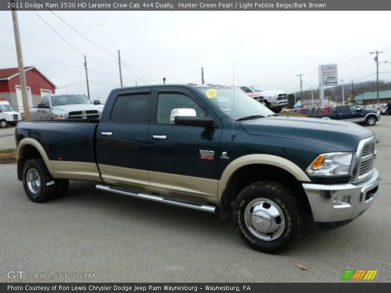 Hunter Green Pearl / Light Pebble Beige/Bark Brown 2011 Dodge Ram 3500 HD Laramie Crew Cab 4x4 Dually