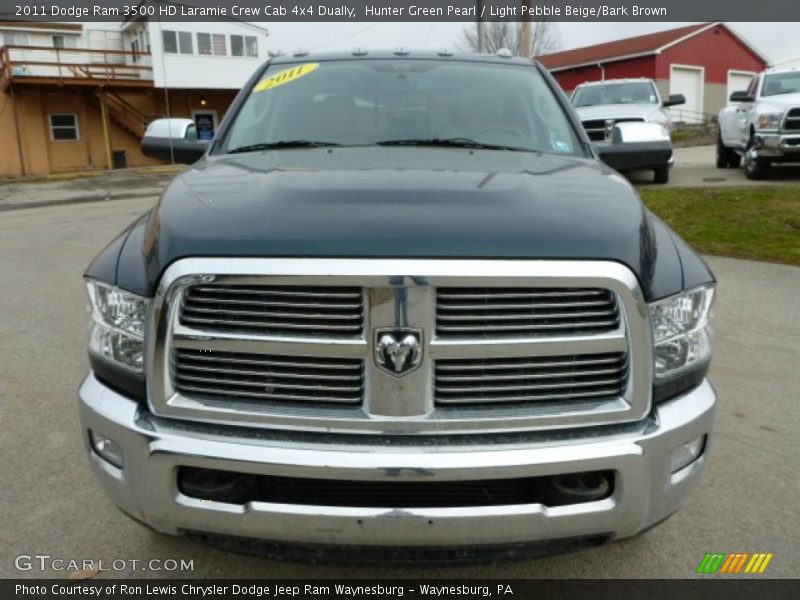 Hunter Green Pearl / Light Pebble Beige/Bark Brown 2011 Dodge Ram 3500 HD Laramie Crew Cab 4x4 Dually