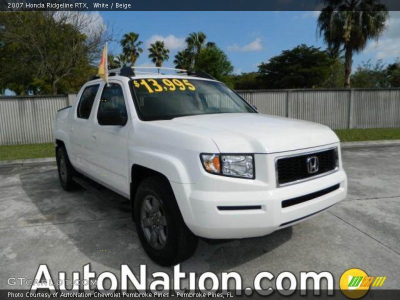 White / Beige 2007 Honda Ridgeline RTX