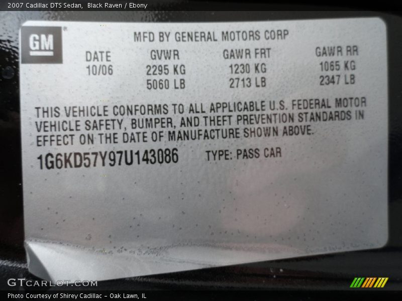Black Raven / Ebony 2007 Cadillac DTS Sedan