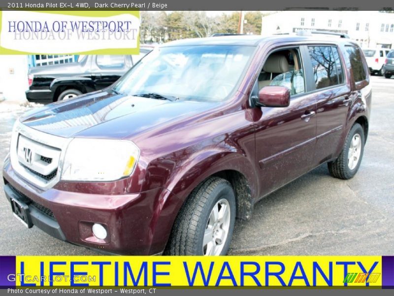 Dark Cherry Pearl / Beige 2011 Honda Pilot EX-L 4WD