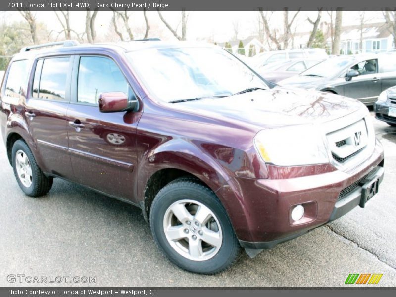 Dark Cherry Pearl / Beige 2011 Honda Pilot EX-L 4WD