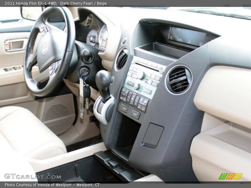 Dark Cherry Pearl / Beige 2011 Honda Pilot EX-L 4WD