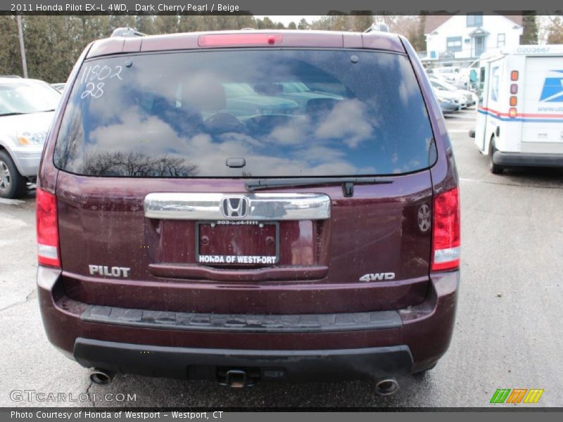 Dark Cherry Pearl / Beige 2011 Honda Pilot EX-L 4WD