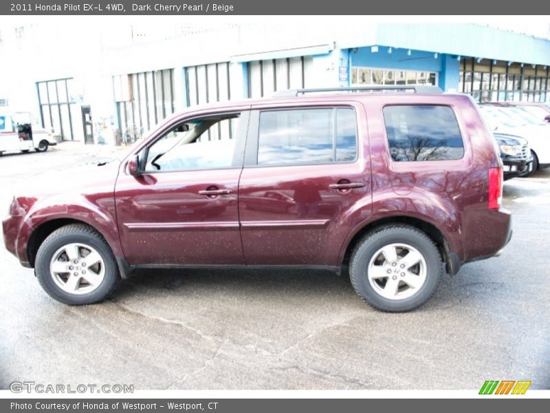 Dark Cherry Pearl / Beige 2011 Honda Pilot EX-L 4WD