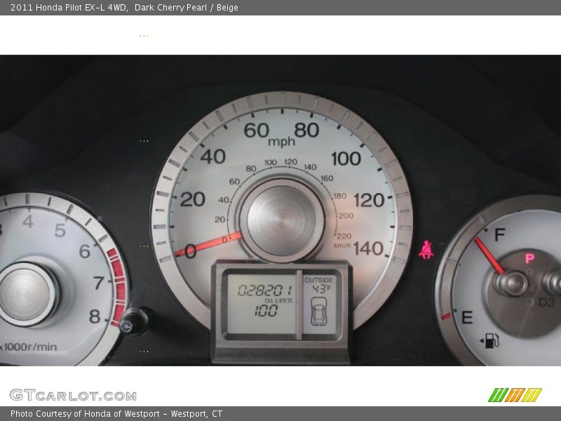 Dark Cherry Pearl / Beige 2011 Honda Pilot EX-L 4WD