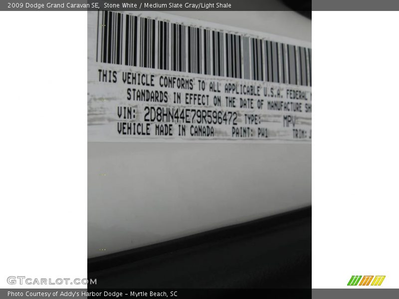 2009 Grand Caravan SE Stone White Color Code PW1