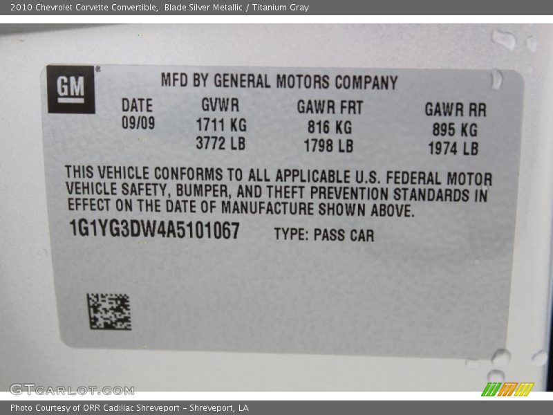 Blade Silver Metallic / Titanium Gray 2010 Chevrolet Corvette Convertible