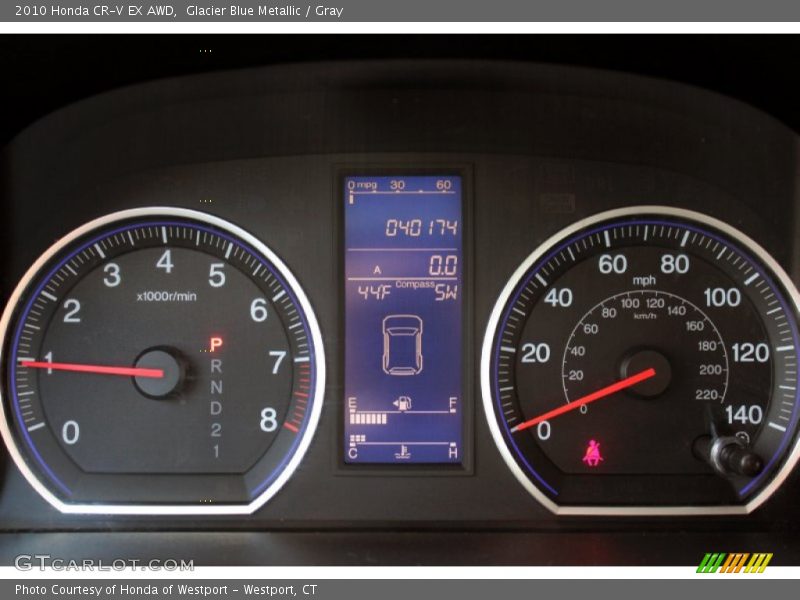 Glacier Blue Metallic / Gray 2010 Honda CR-V EX AWD
