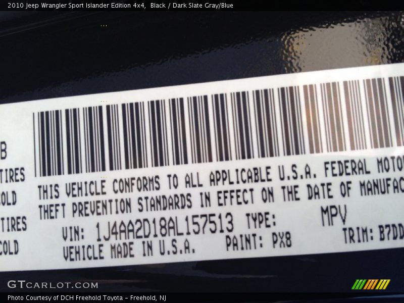 2010 Wrangler Sport Islander Edition 4x4 Black Color Code PX8