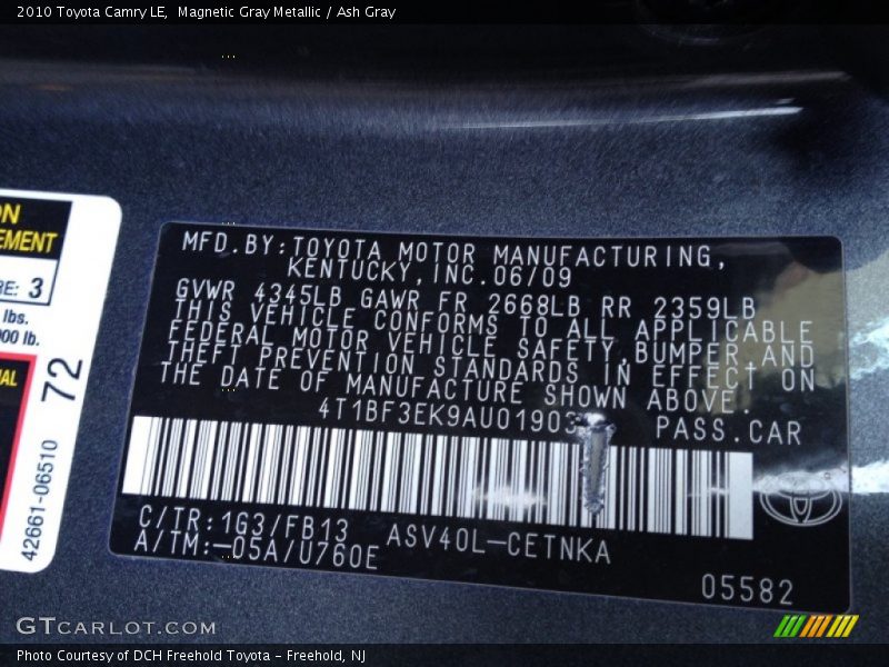 Magnetic Gray Metallic / Ash Gray 2010 Toyota Camry LE