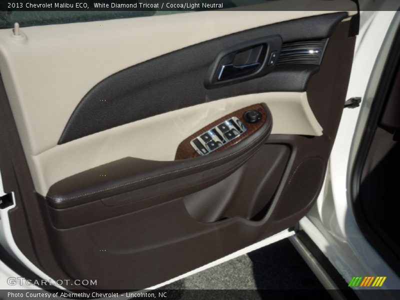 White Diamond Tricoat / Cocoa/Light Neutral 2013 Chevrolet Malibu ECO