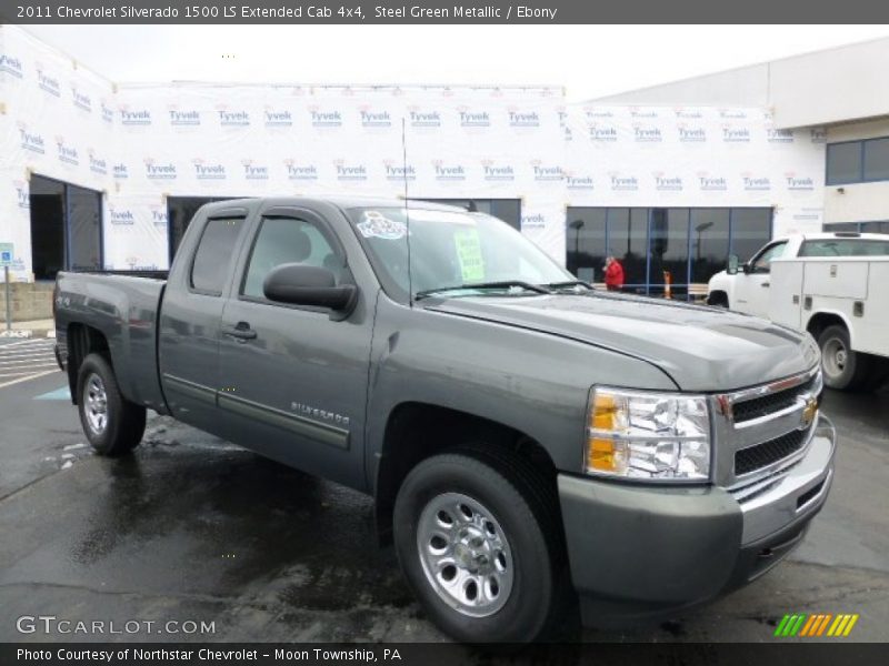 Steel Green Metallic / Ebony 2011 Chevrolet Silverado 1500 LS Extended Cab 4x4