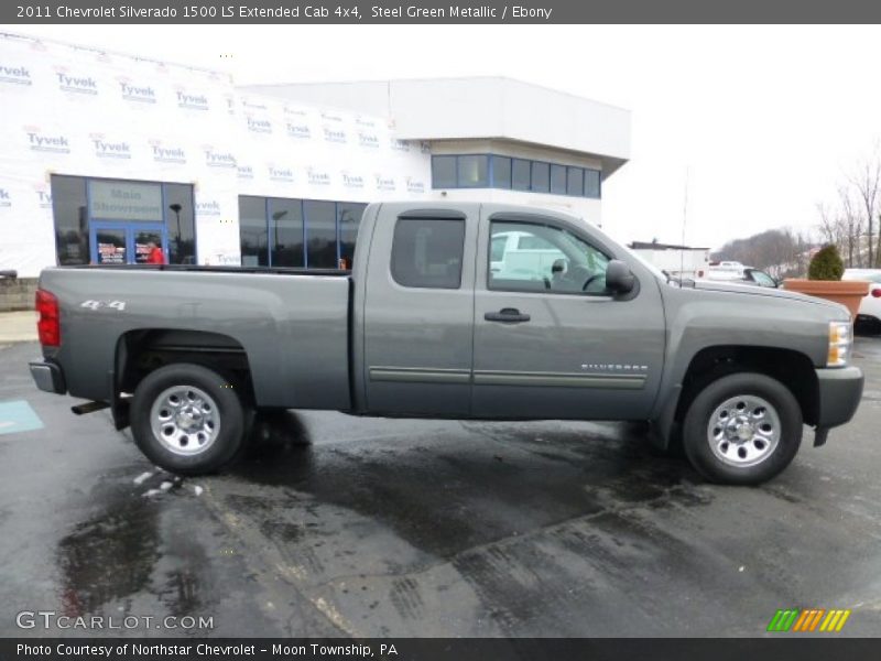 Steel Green Metallic / Ebony 2011 Chevrolet Silverado 1500 LS Extended Cab 4x4