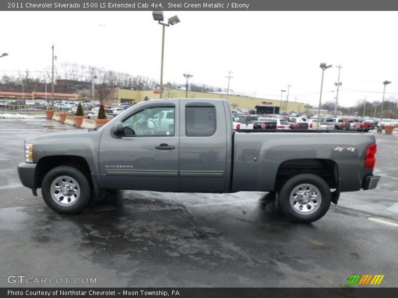 Steel Green Metallic / Ebony 2011 Chevrolet Silverado 1500 LS Extended Cab 4x4