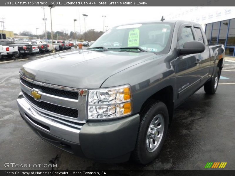 Steel Green Metallic / Ebony 2011 Chevrolet Silverado 1500 LS Extended Cab 4x4