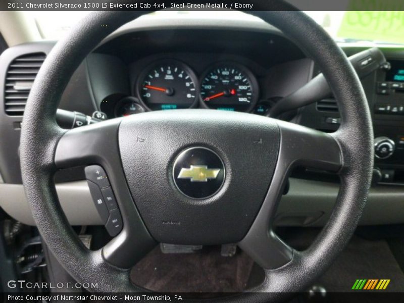 Steel Green Metallic / Ebony 2011 Chevrolet Silverado 1500 LS Extended Cab 4x4