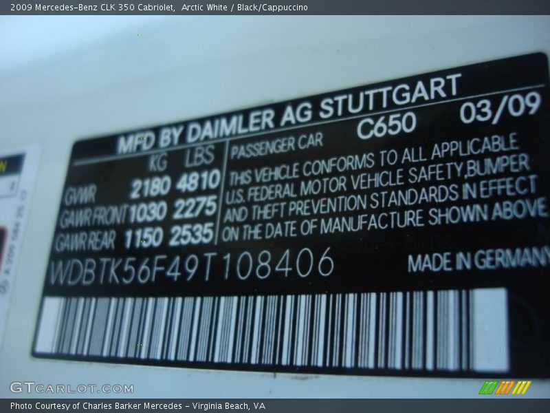 Arctic White / Black/Cappuccino 2009 Mercedes-Benz CLK 350 Cabriolet
