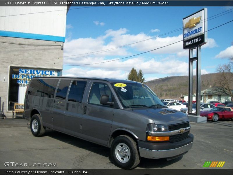 Graystone Metallic / Medium Pewter 2010 Chevrolet Express LT 3500 Extended Passenger Van